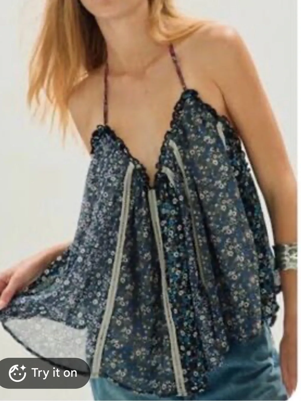 NWT Free People Costa Printed Halter Neck Tank M